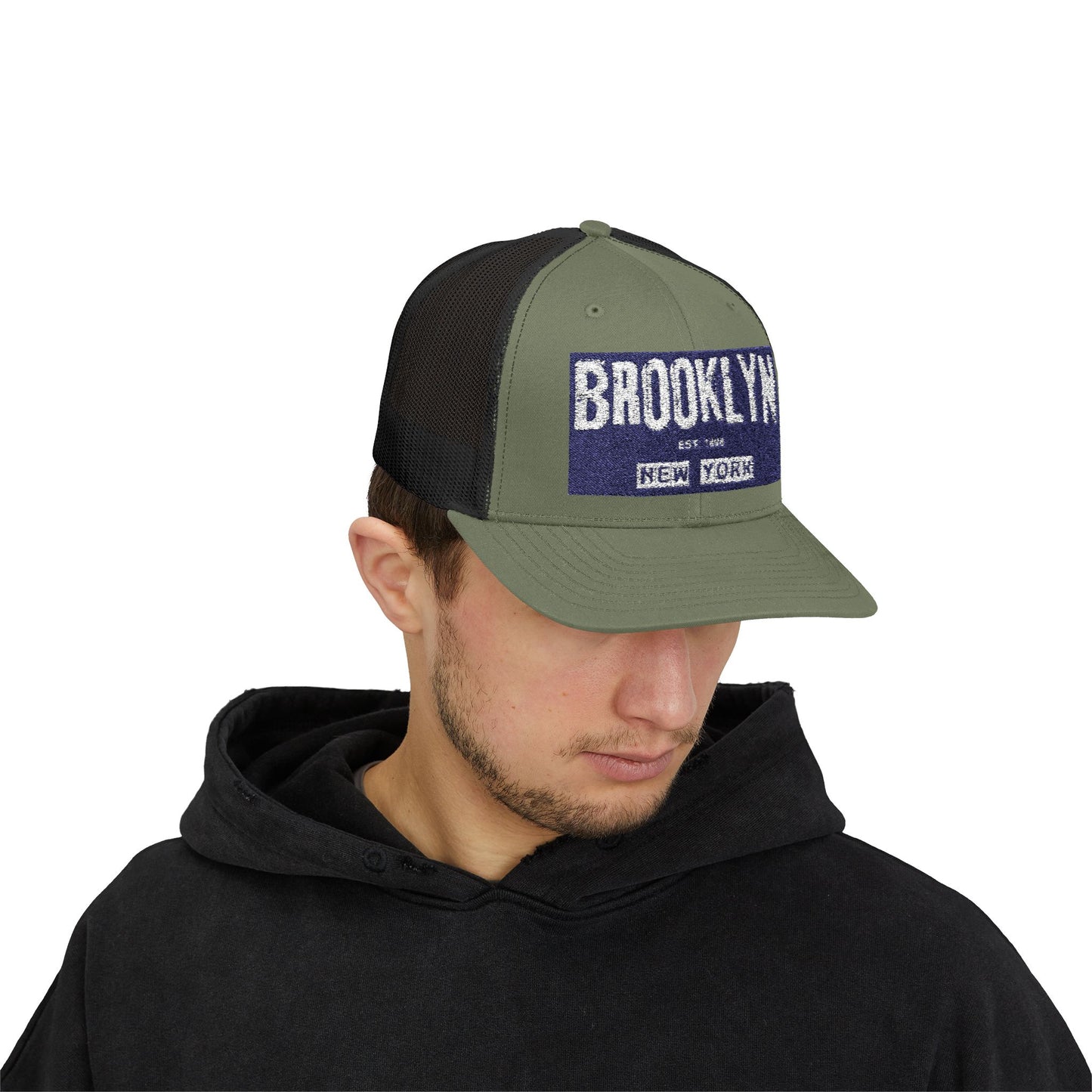 Brooklyn Trucker Cap – Vintage Sequin Patch Snapback