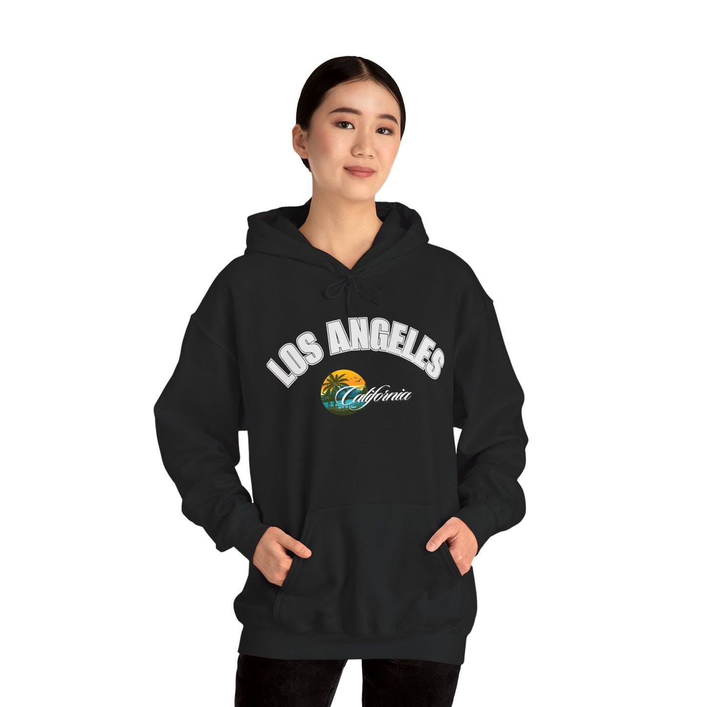 Los Angeles Retro Surf Hoodie — Vintage Sunset Car & Palm Tree Sweatshirt