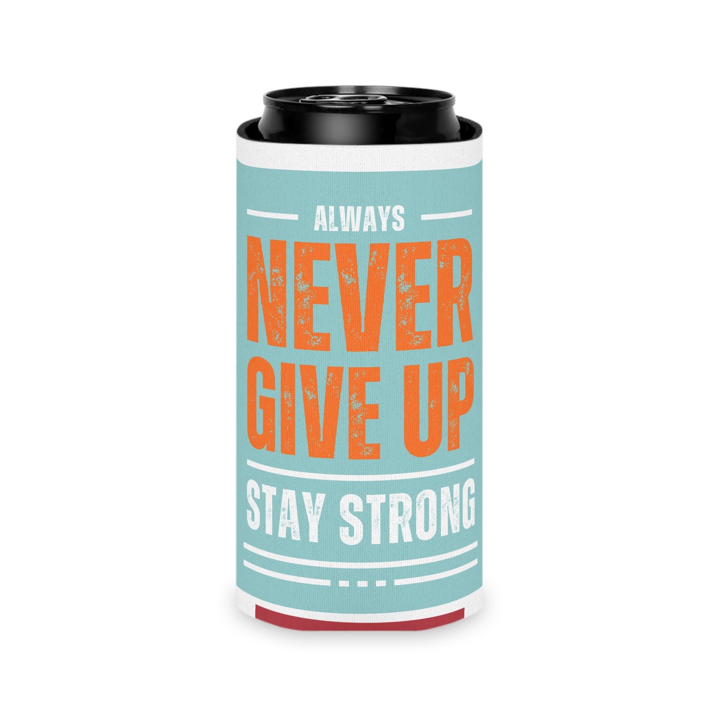 Can Cooler - Motivational 'Stay Focused' & 'Never Give Up' Drink Koozie