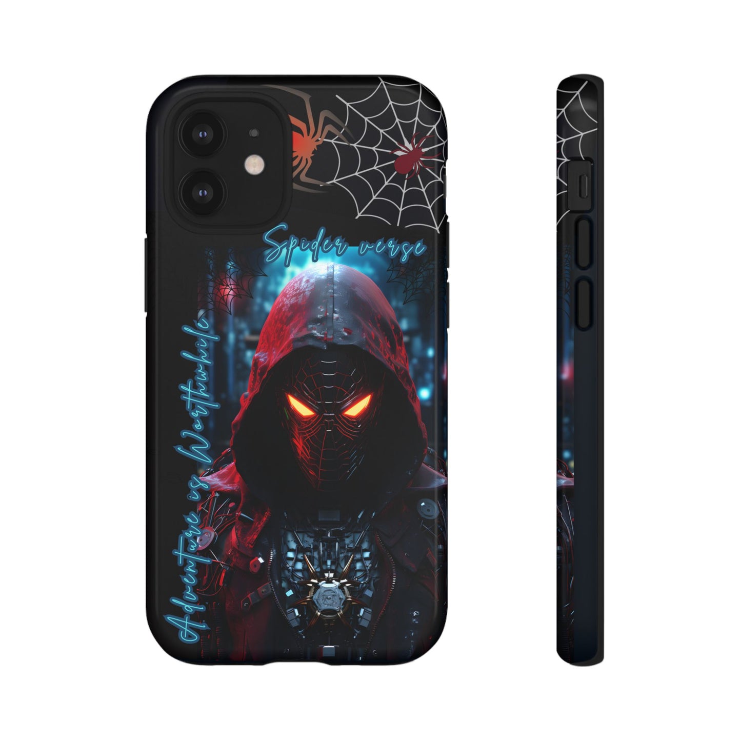 Spiderman Phone Case — Neon Hooded Skull Design "Spider verse"