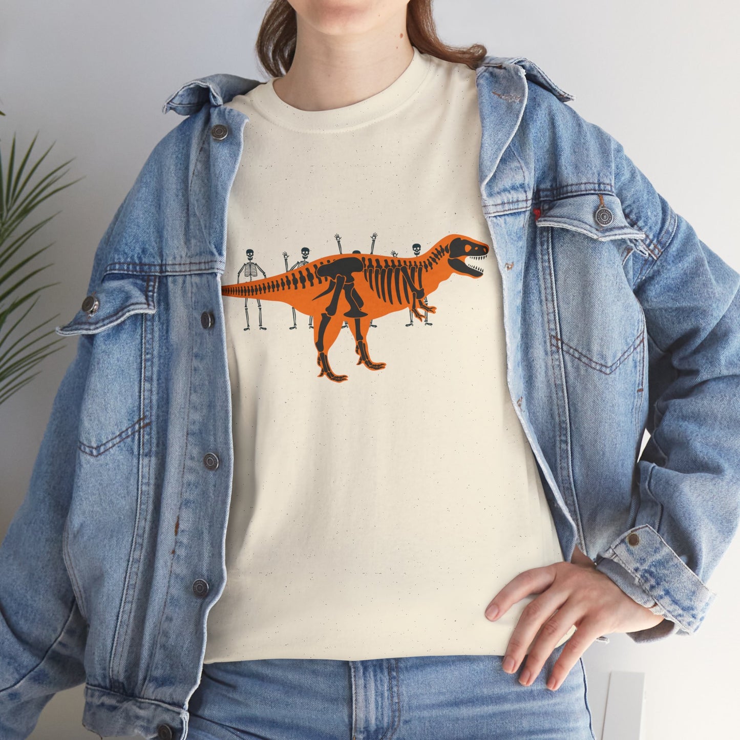 Dinosaur Graphic Tee — Retro Neon T-Rex & Skeleton Shirt