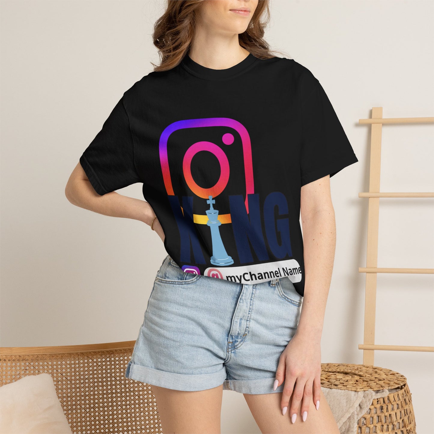 Instagram King T-Shirt — Custom @myChannel Name Social Media Tee