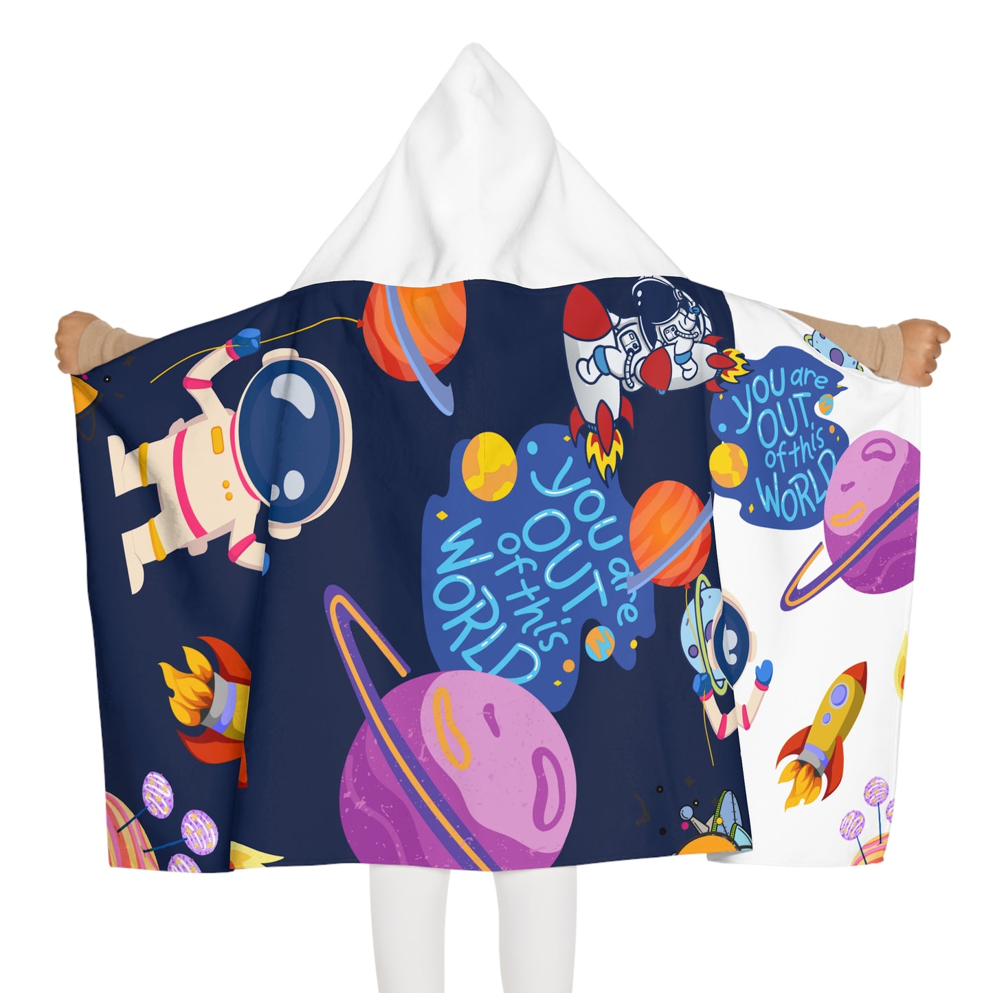 Kids' Space Hooded Towel — 'You Are Out of This World' Astronaut Design
