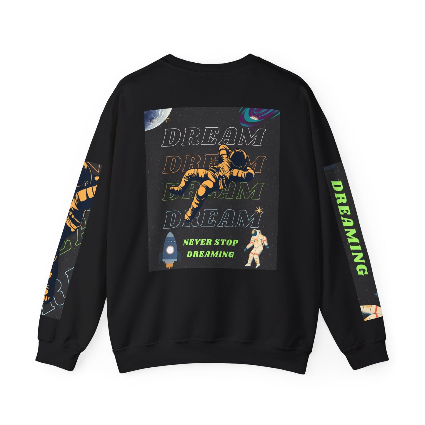 Space Crewneck Sweatshirt — “Seeking a New Planet for Life” Astronaut Graphic