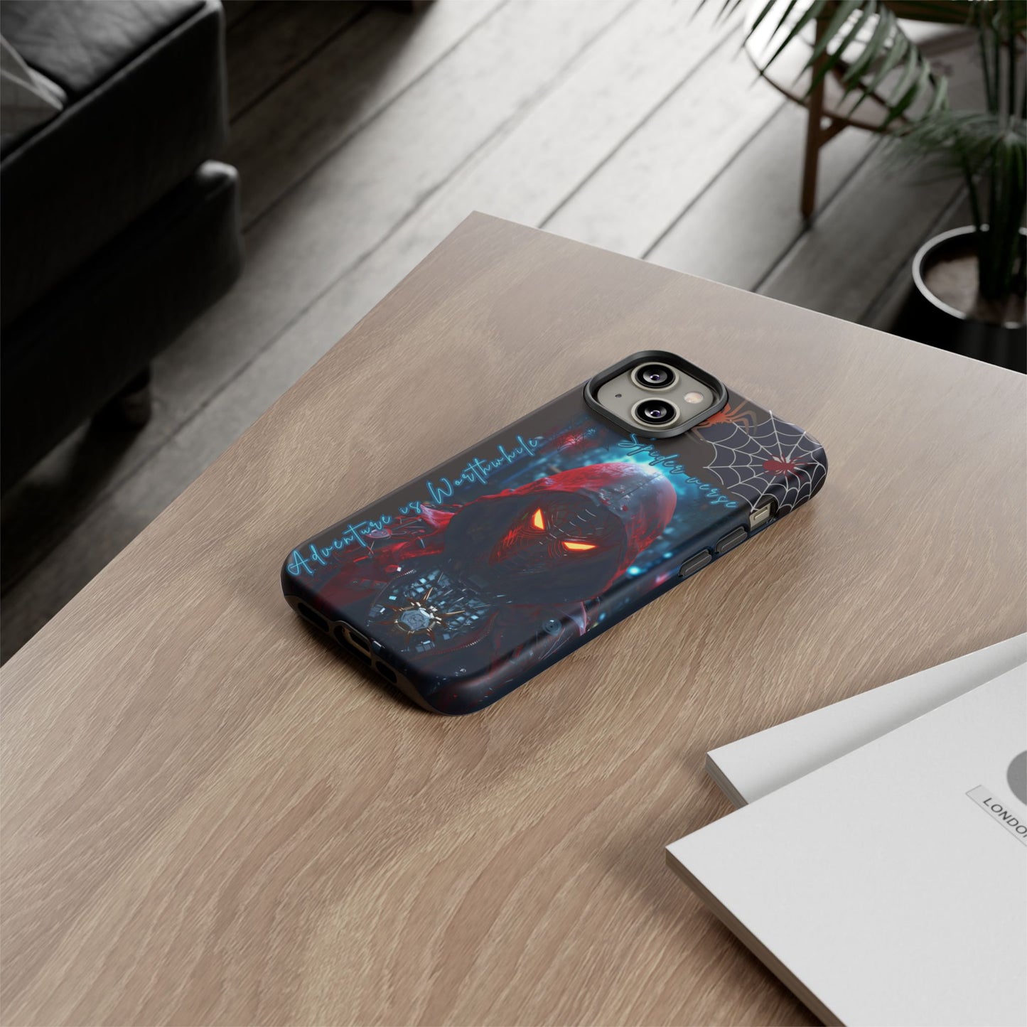Spiderman Phone Case — Neon Hooded Skull Design "Spider verse"