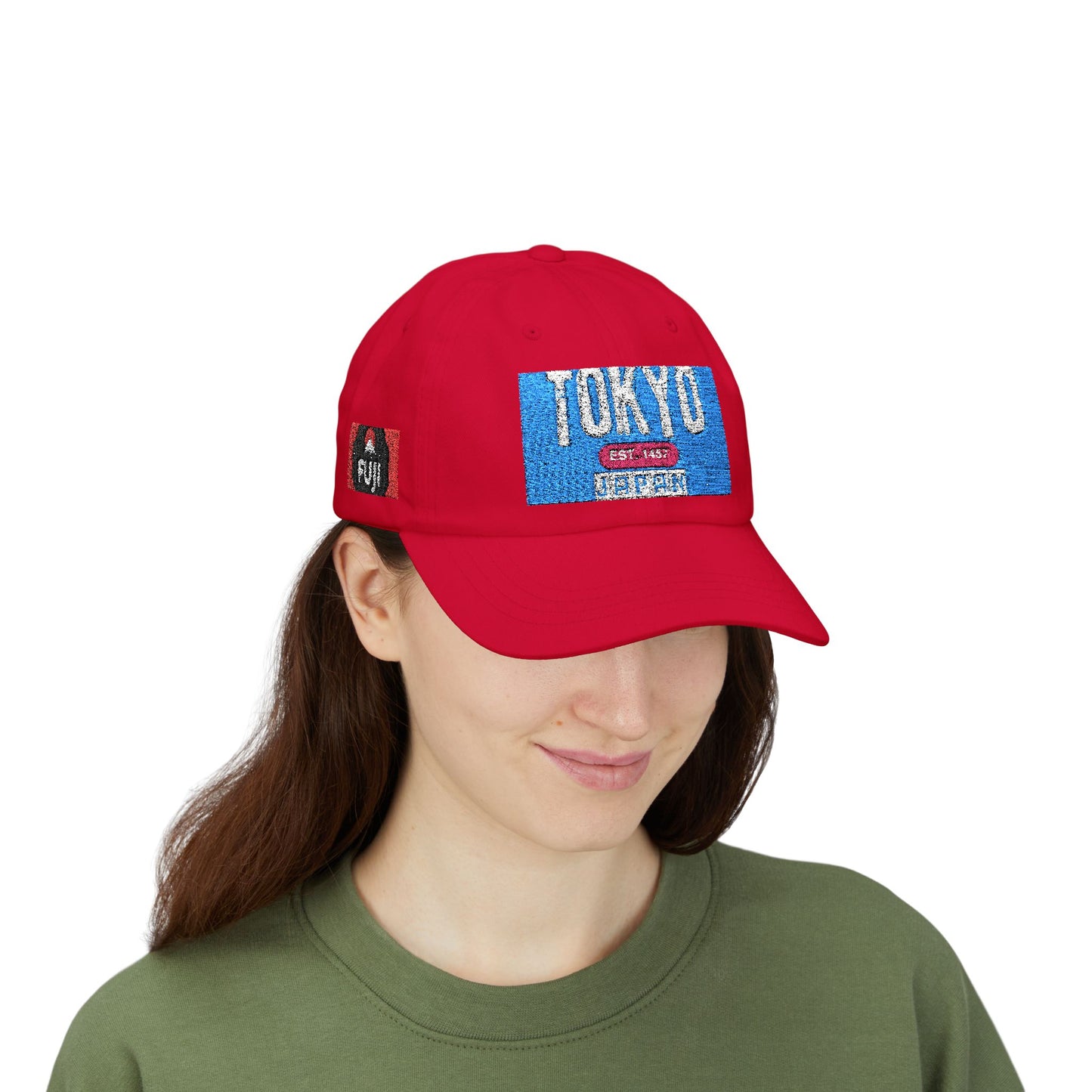Tokyo Retro Patch Dad Cap – White Embroidered Travel Baseball Hat