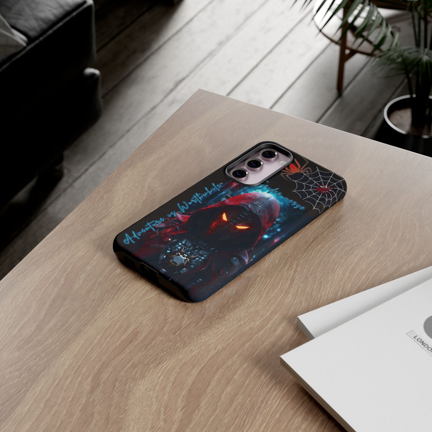 Spiderman Phone Case — Neon Hooded Skull Design "Spider verse"