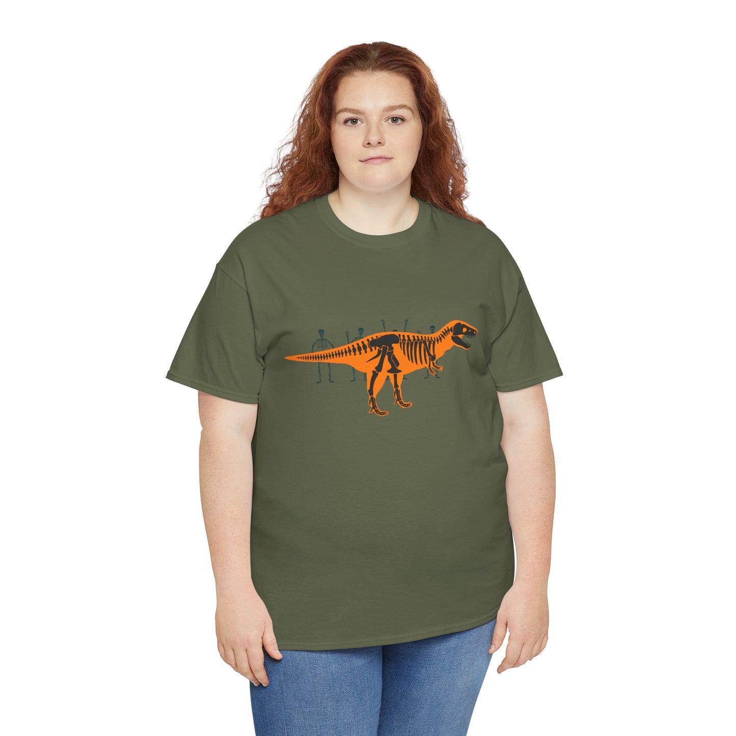 Dinosaur Graphic Tee — Retro Neon T-Rex & Skeleton Shirt