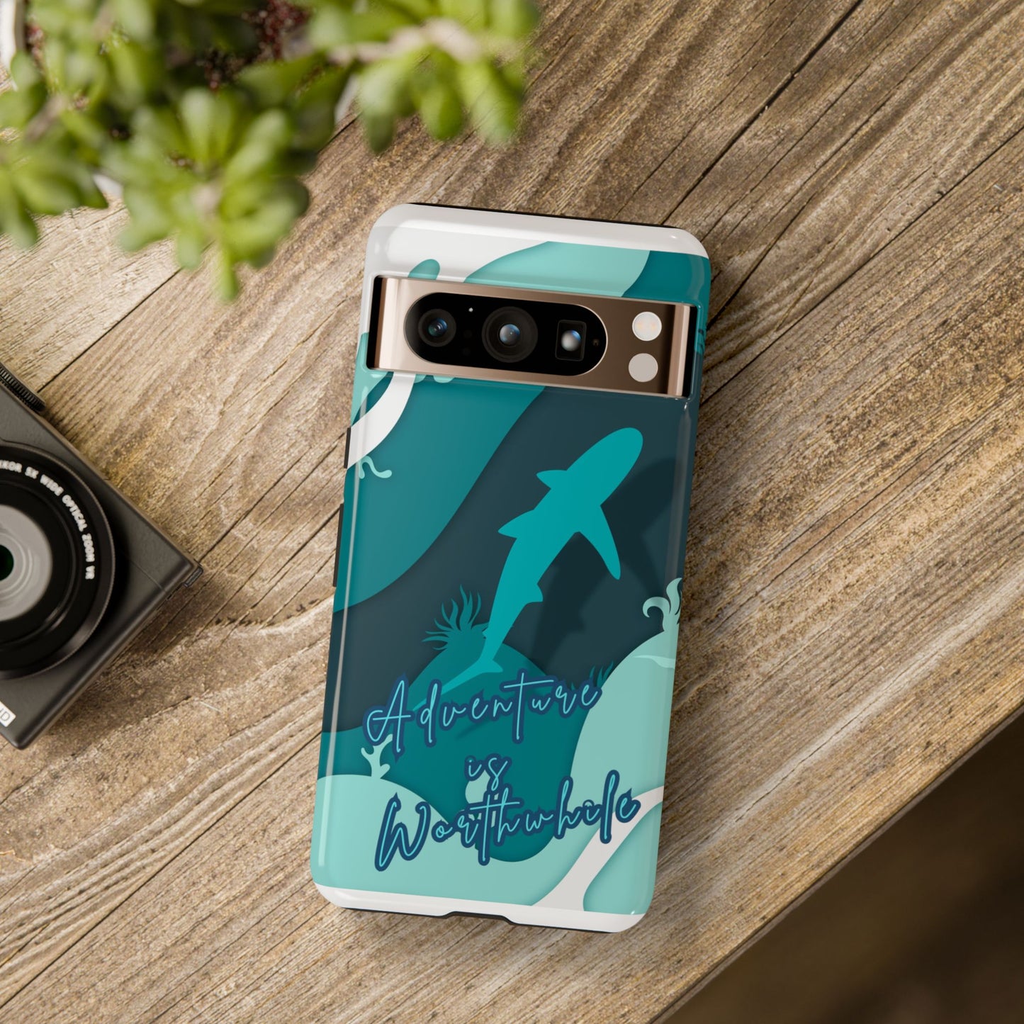 Blue Ocean Phone Case - "Adventure is Worthwhile" Teal Protective Cover
