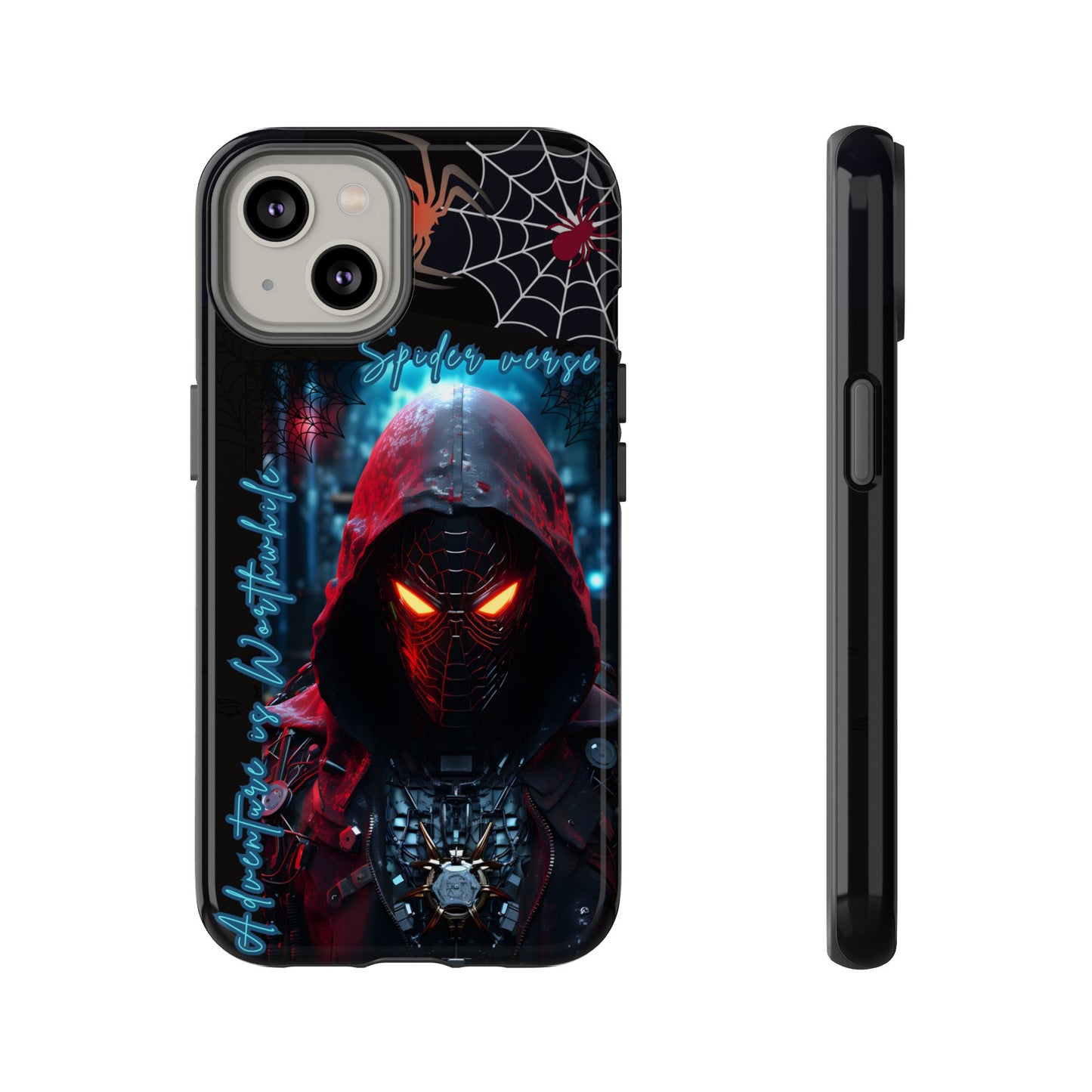 Spiderman Phone Case — Neon Hooded Skull Design "Spider verse"