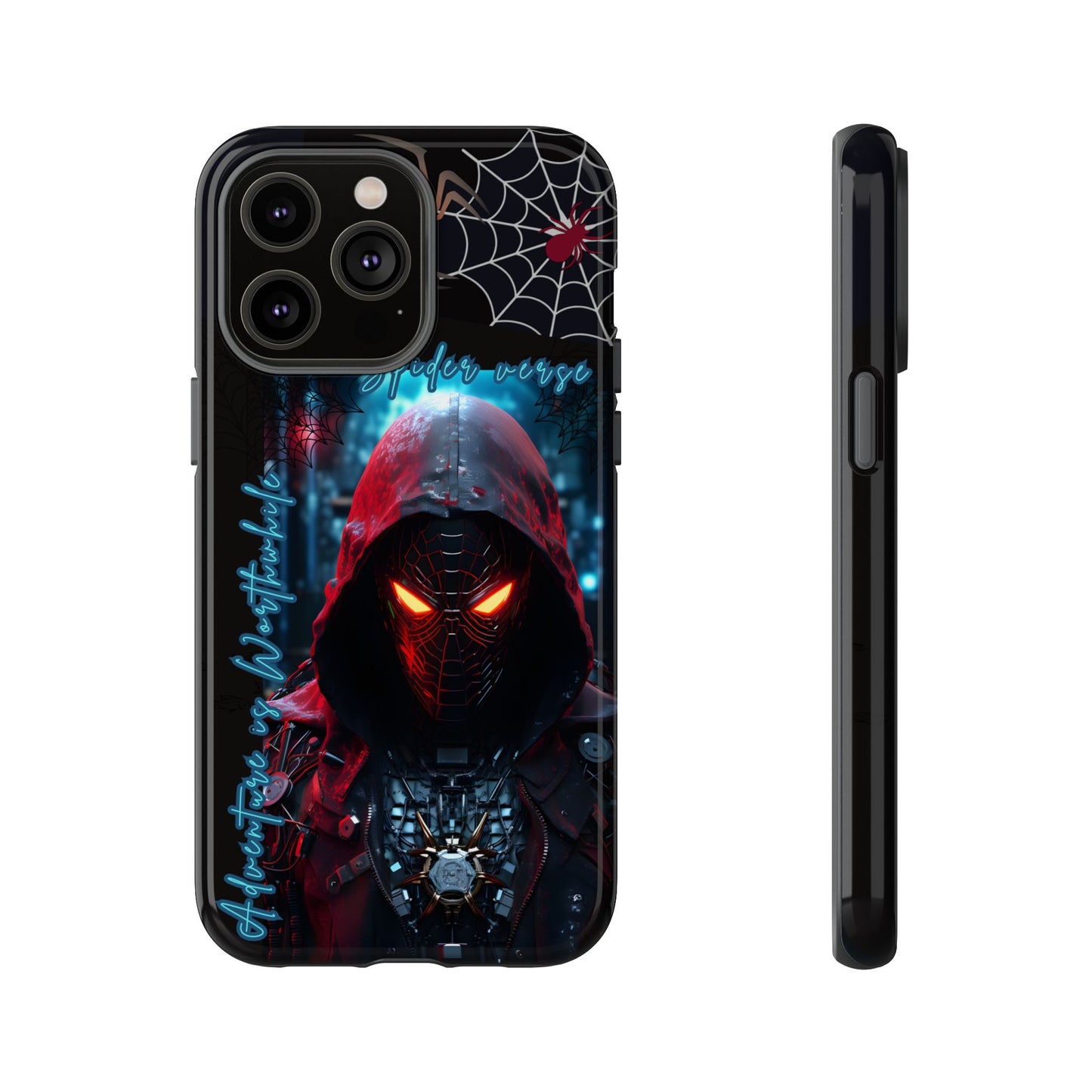 Spiderman Phone Case — Neon Hooded Skull Design "Spider verse"