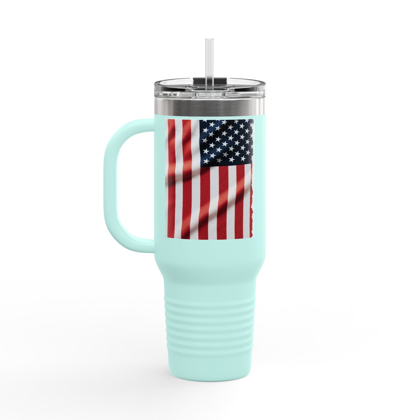 40oz Insulated Travel Mug — American Flag Patriotic Stainless Steel Tumbler